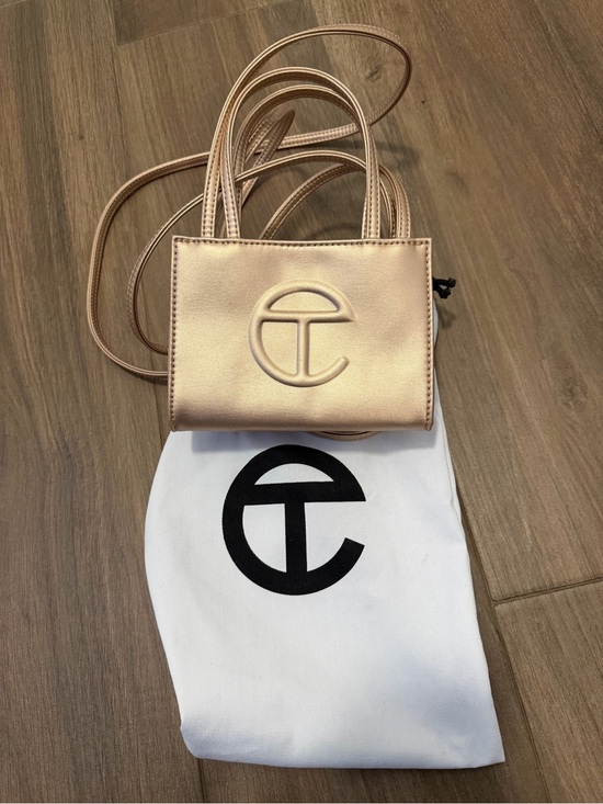 Telfar Handbags - Telfar Metallic Rose Gold Mini Crossbody Tote
